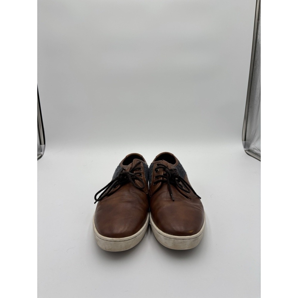 ALDO Brown LEATHER Sneakers w/ GRAY Textile SIDE PANEL Men's Size 10.5lace-up